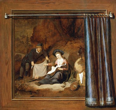 Un trampantojo de El descanso en la huida a Egipto, siglo XVII de Abraham de Pape